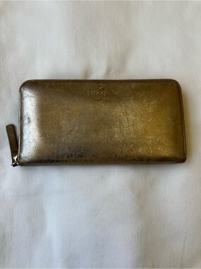 kate spade Metallic Gold Zip Around Continental Wallet